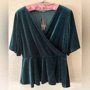 Rich green velvet blouse by QUIZ